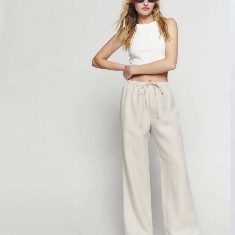 Reformation Olina Linen Pant in Oatmeal